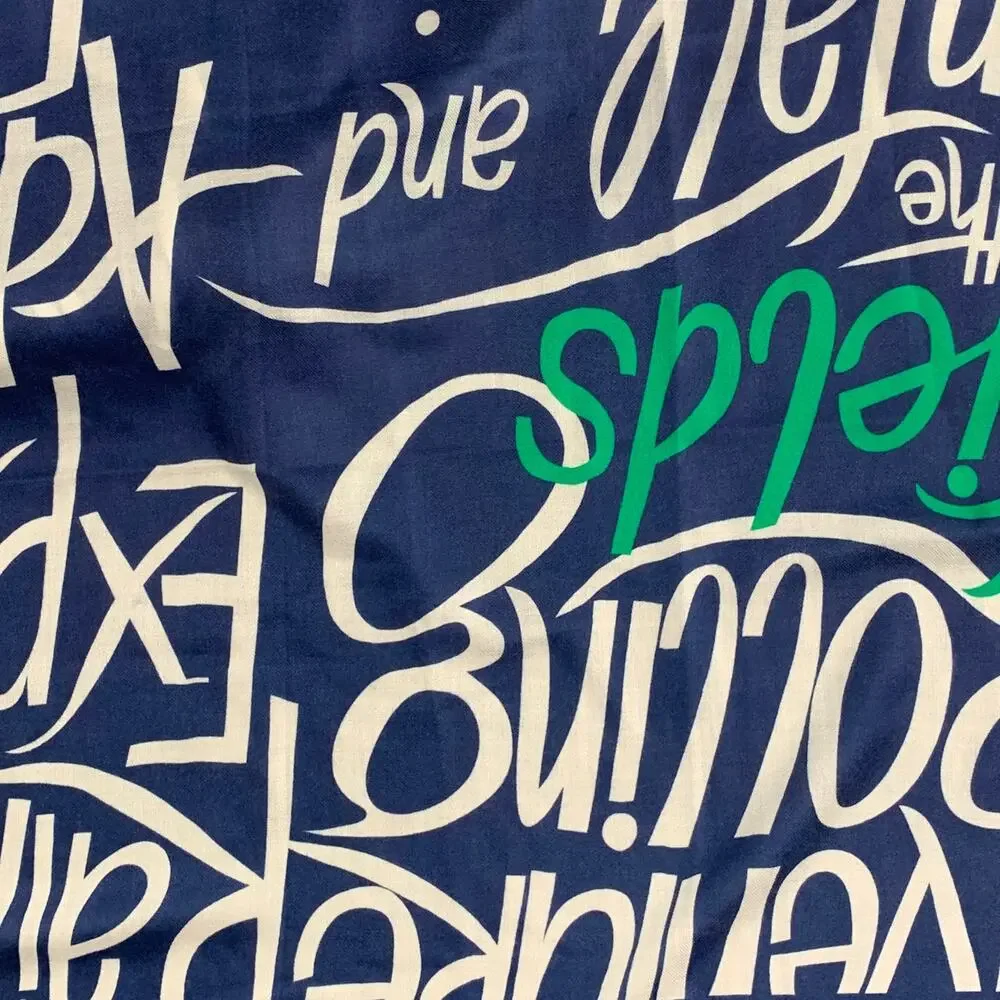 BURBERRY PRORSUM Spring 2015 Size One Size Blue & White Script Cashmere Scarf